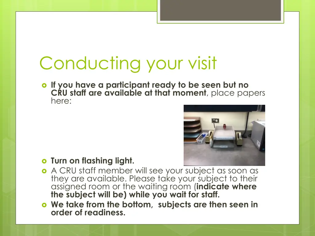 conducting your visit