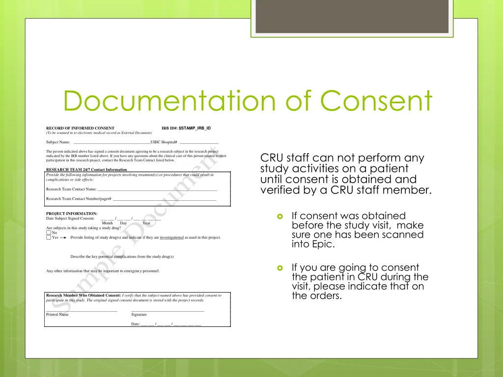 documentation of consent stamp apprv dt stamp