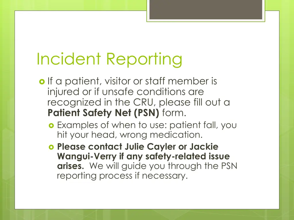 incident reporting