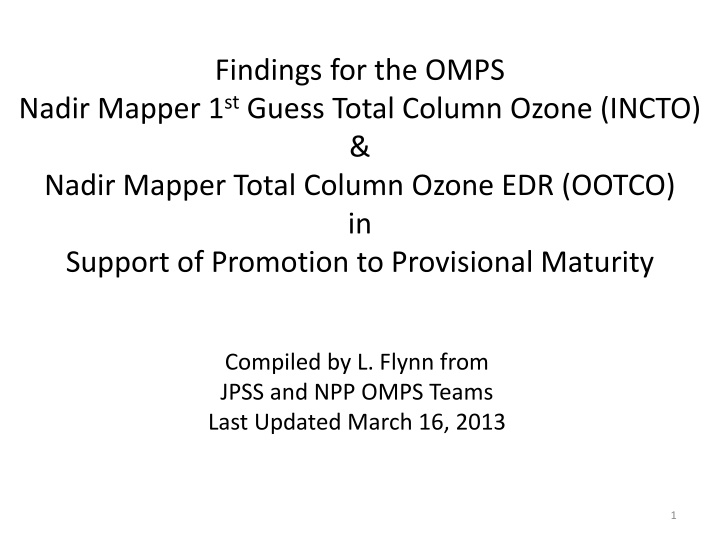 findings for the omps