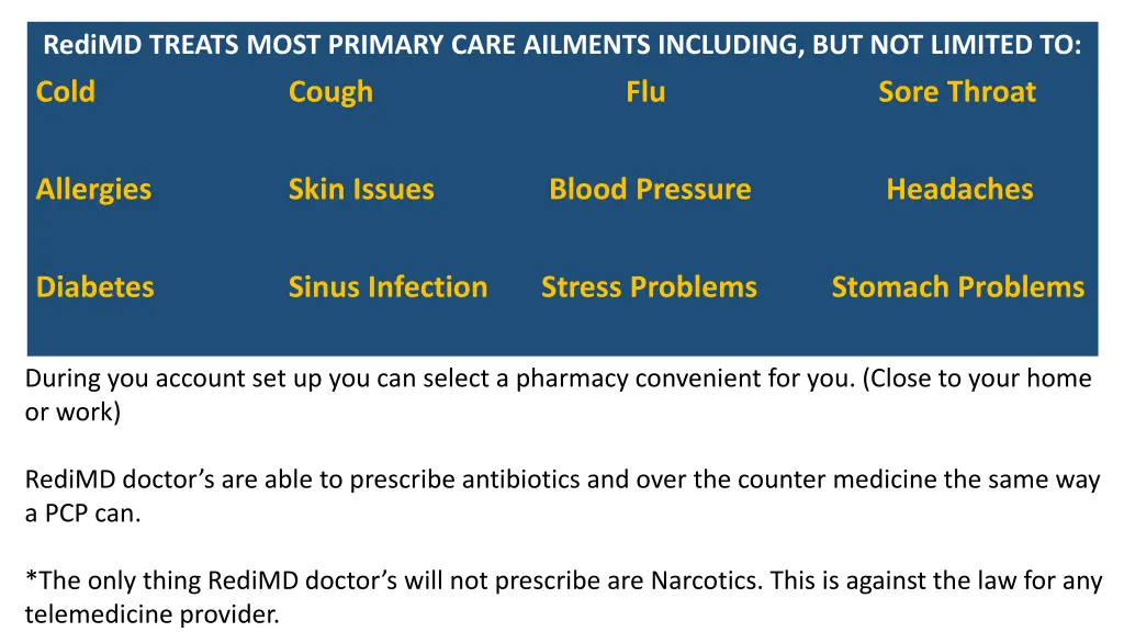 redimd treats most primary care ailments