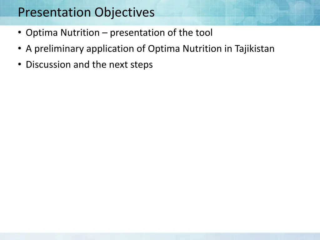 presentation objectives