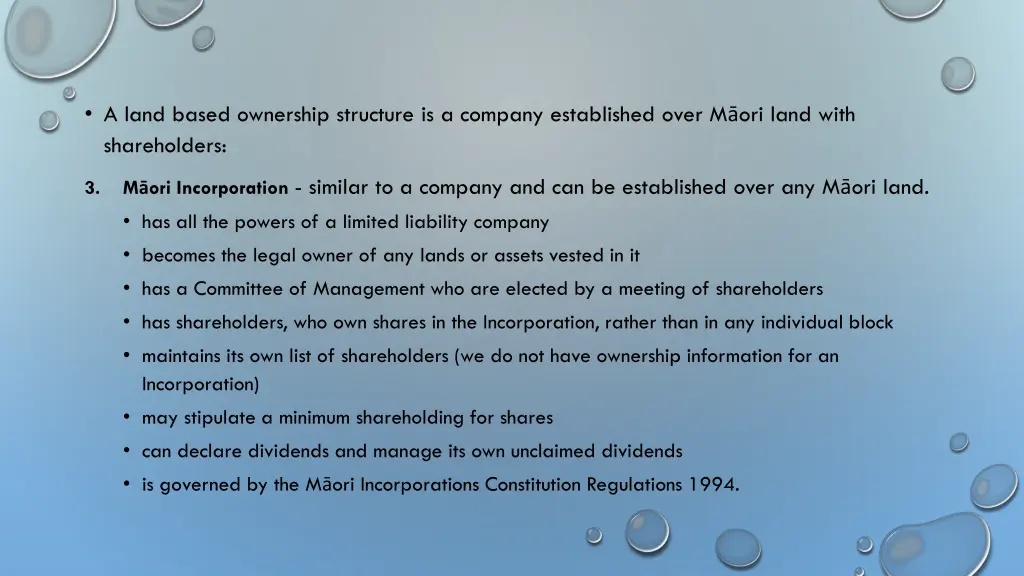 a land based ownership structure is a company