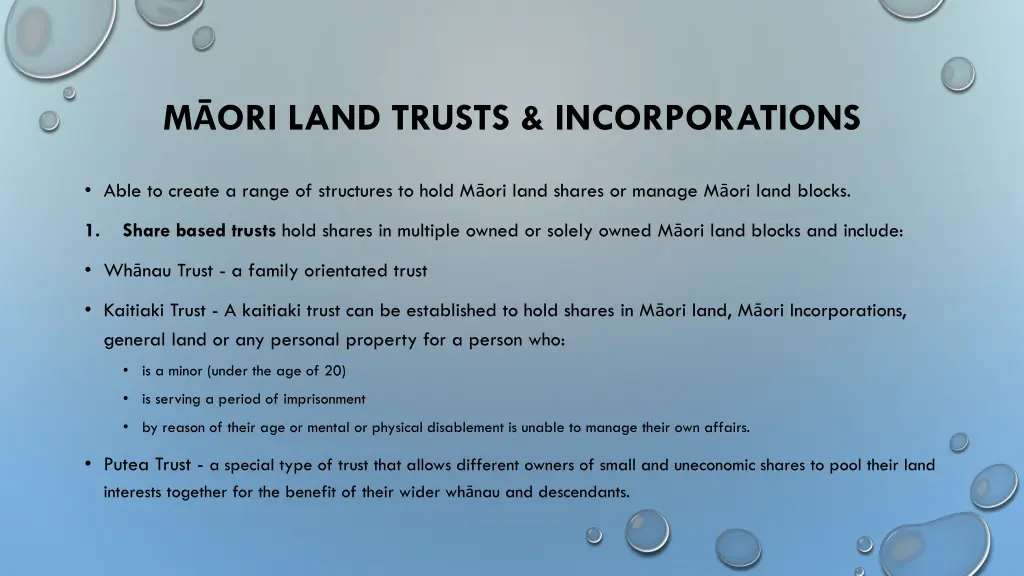 m ori land trusts incorporations