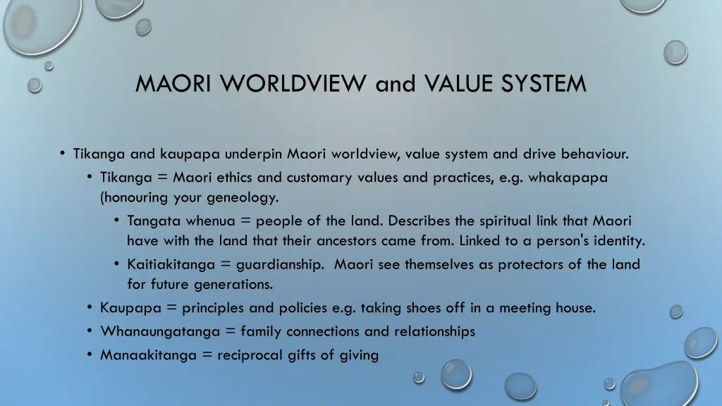 maori worldview and value system