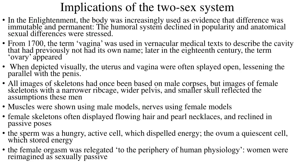 implications of the two sex system