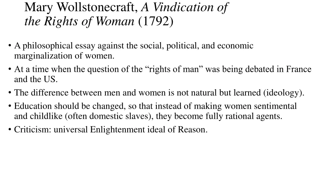 mary wollstonecraft a vindication of the rights 1