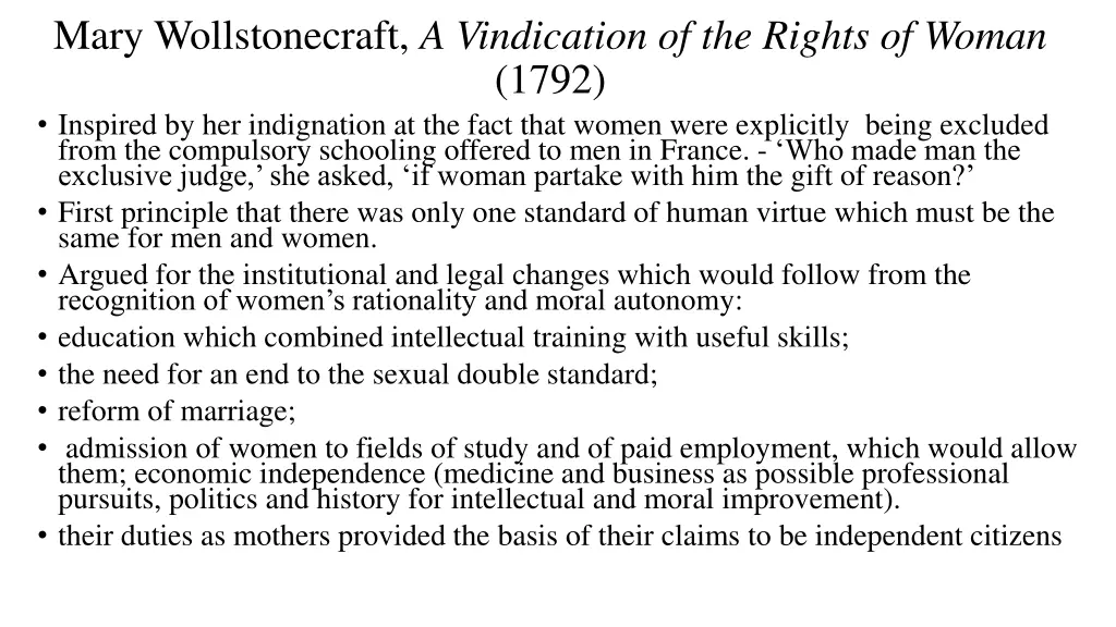 mary wollstonecraft a vindication of the rights