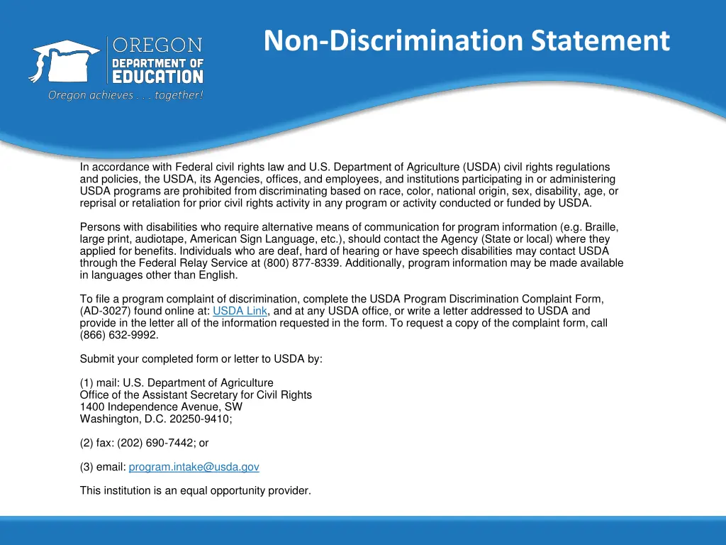 non discrimination statement