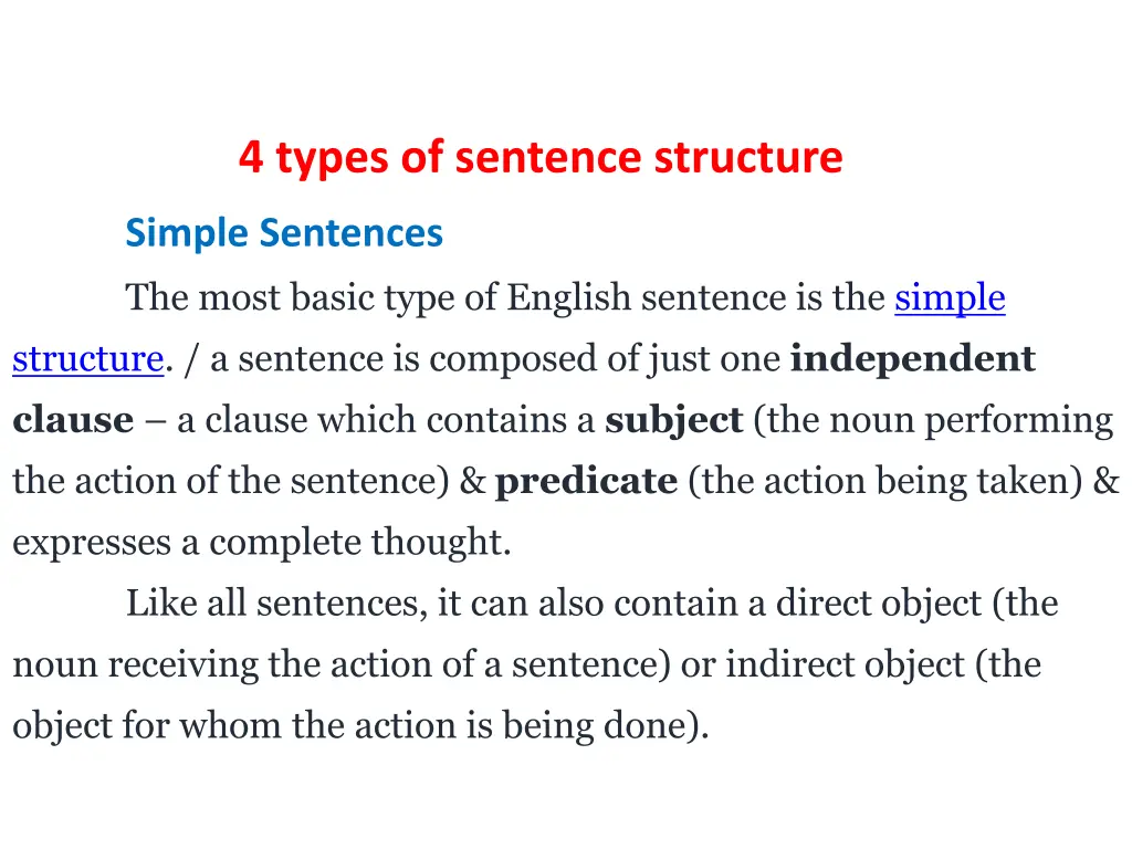 4 types of sentence structure