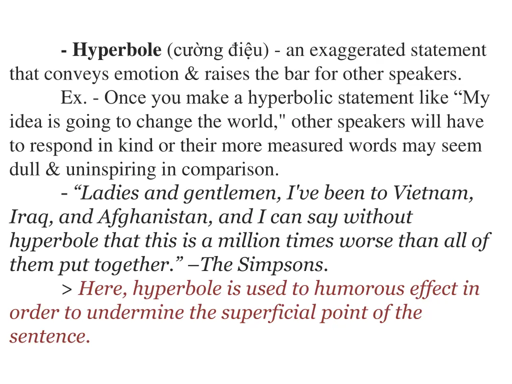 hyperbole c ng i u an exaggerated statement that