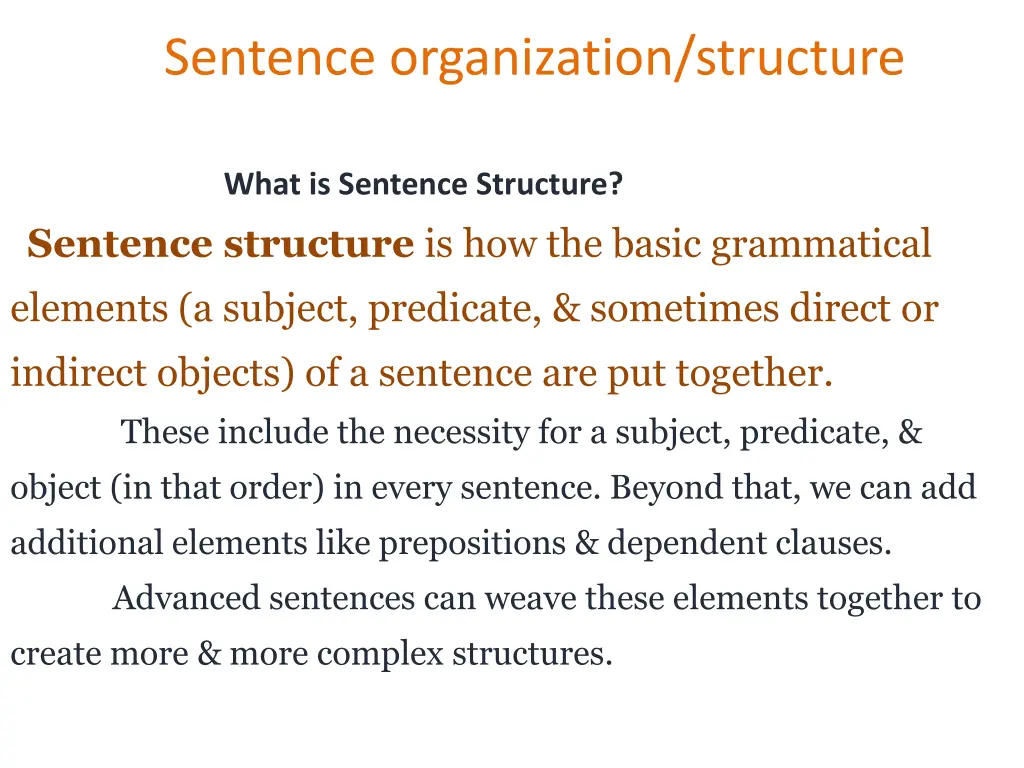 sentence organization structure