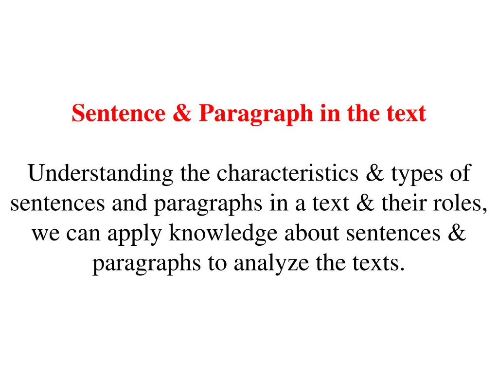 sentence paragraph in the text