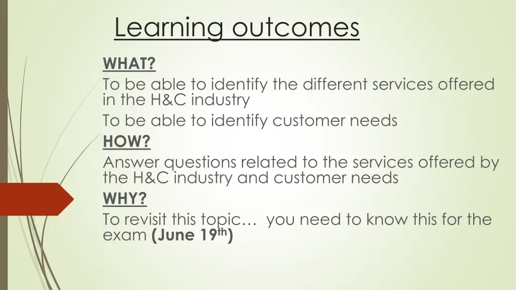 learning outcomes