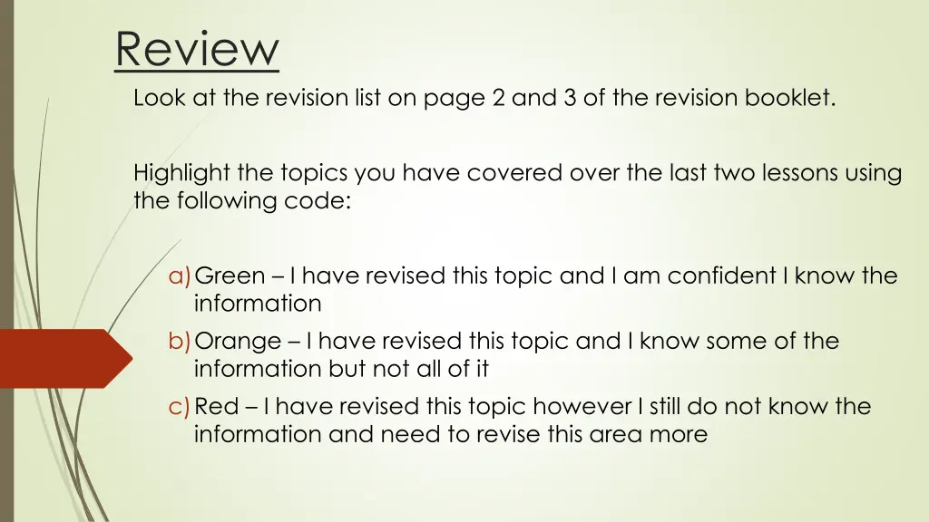 review look at the revision list on page 1