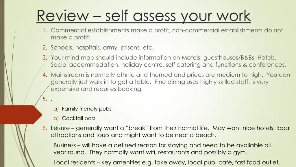 review self assess your work 1 commercial