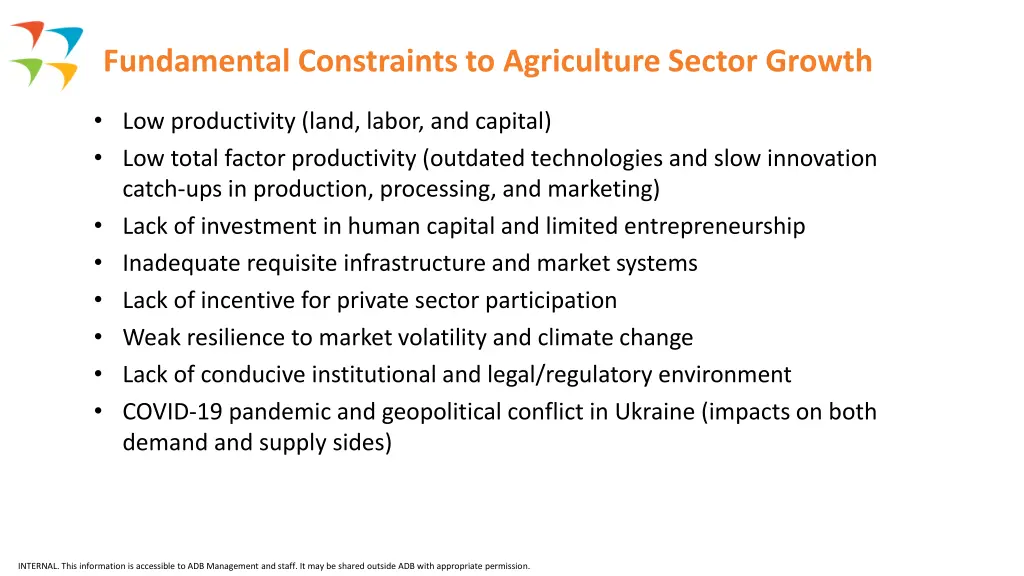 fundamental constraints to agriculture sector