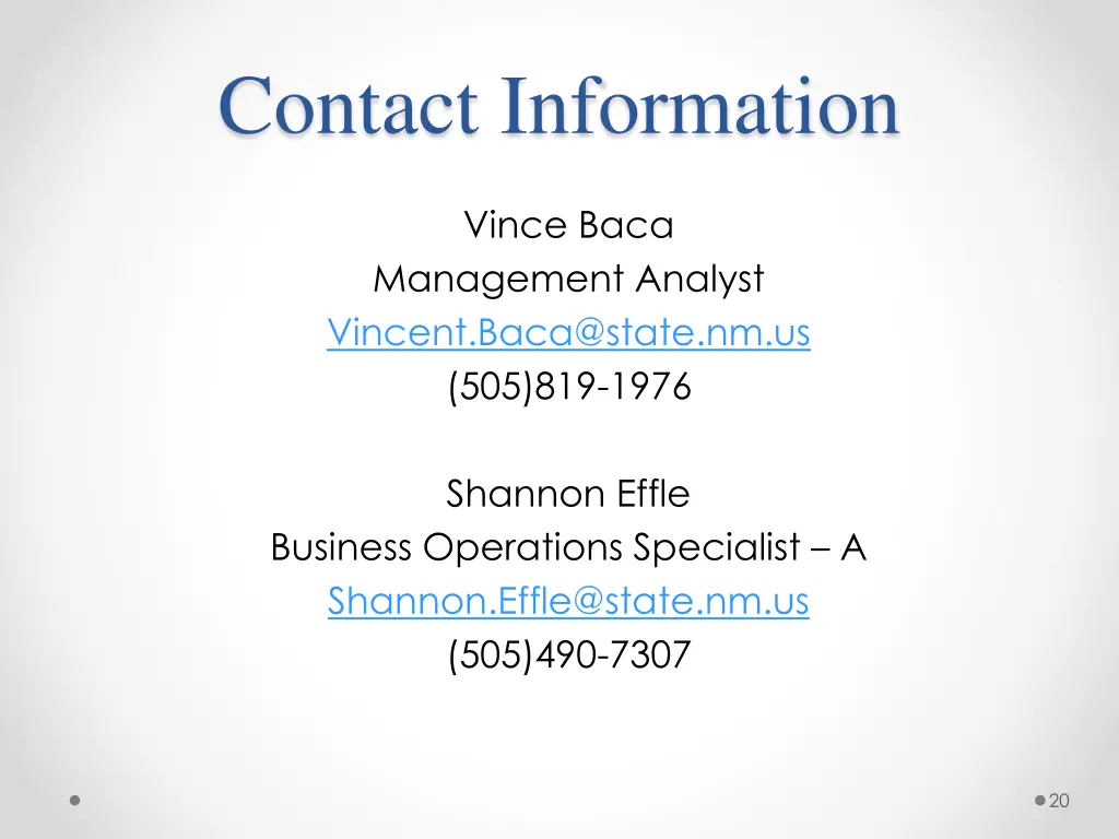 contact information