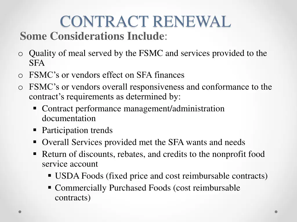 contract renewal some considerations include