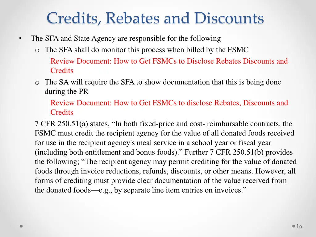 credits rebates and discounts