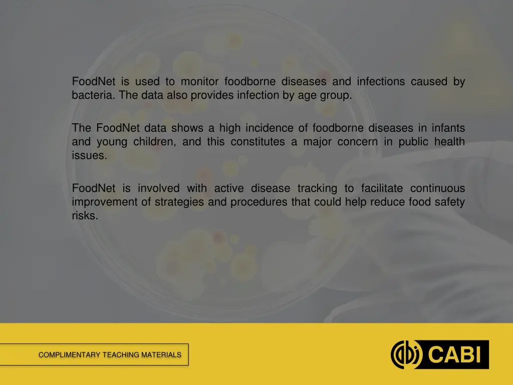 foodnet is used to monitor foodborne diseases