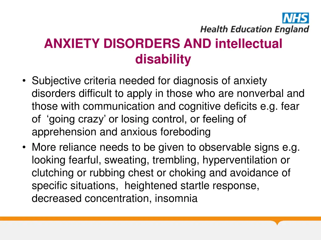 anxiety disorders and intellectual disability