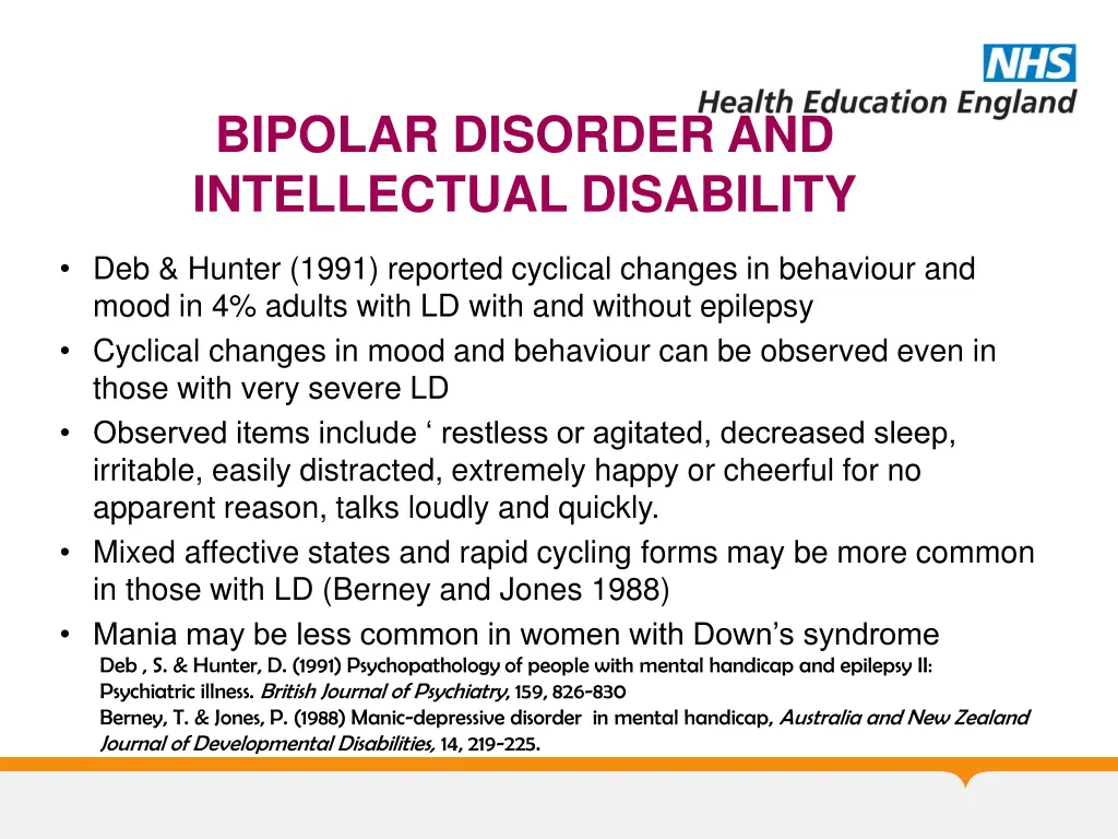 bipolar disorder and intellectual disability
