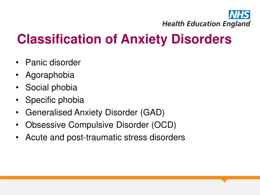 classification of anxiety disorders