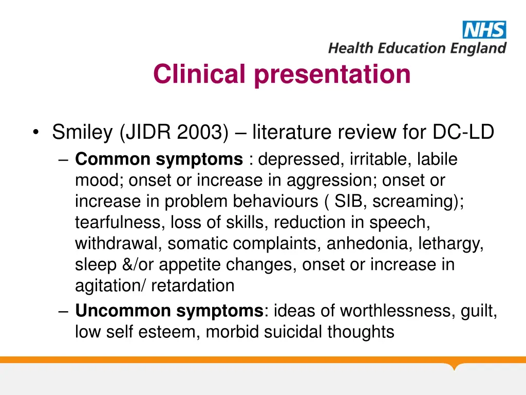 clinical presentation