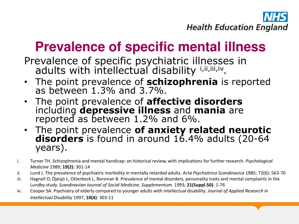 prevalence of specific mental illness