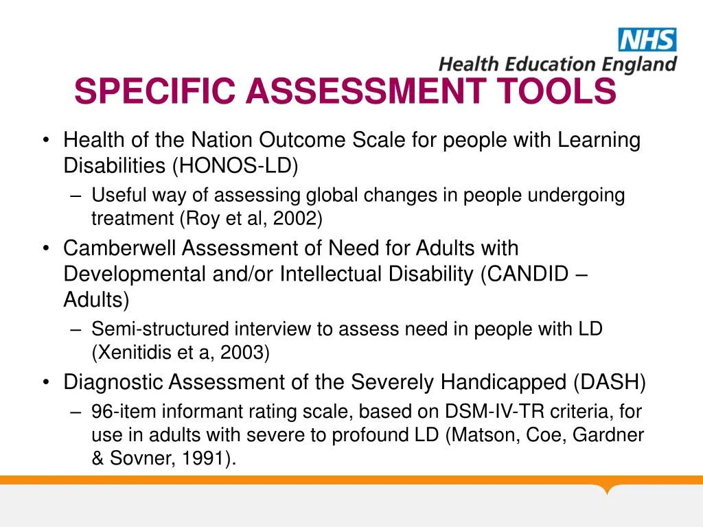 specific assessment tools 1
