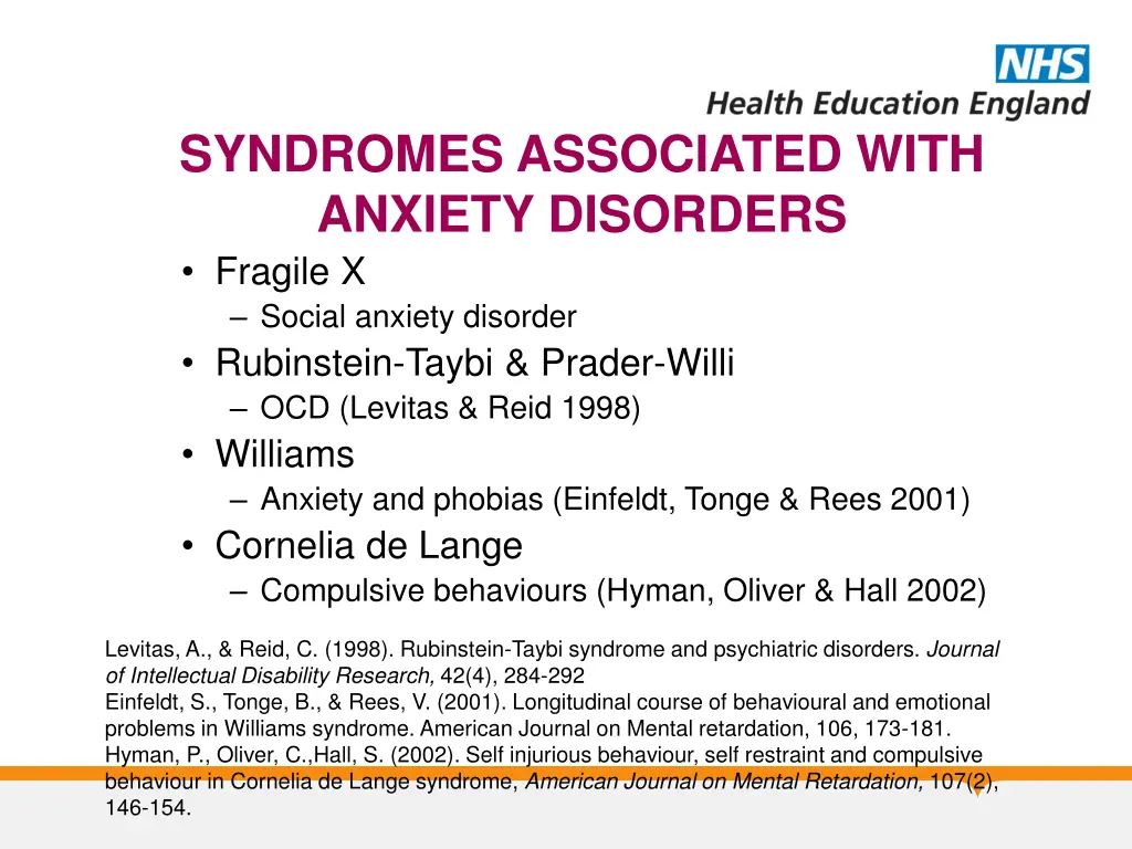 syndromes associated with anxiety disorders