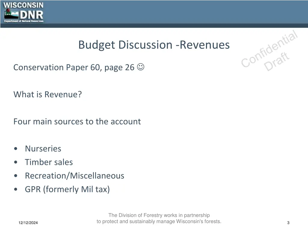 budget discussion revenues