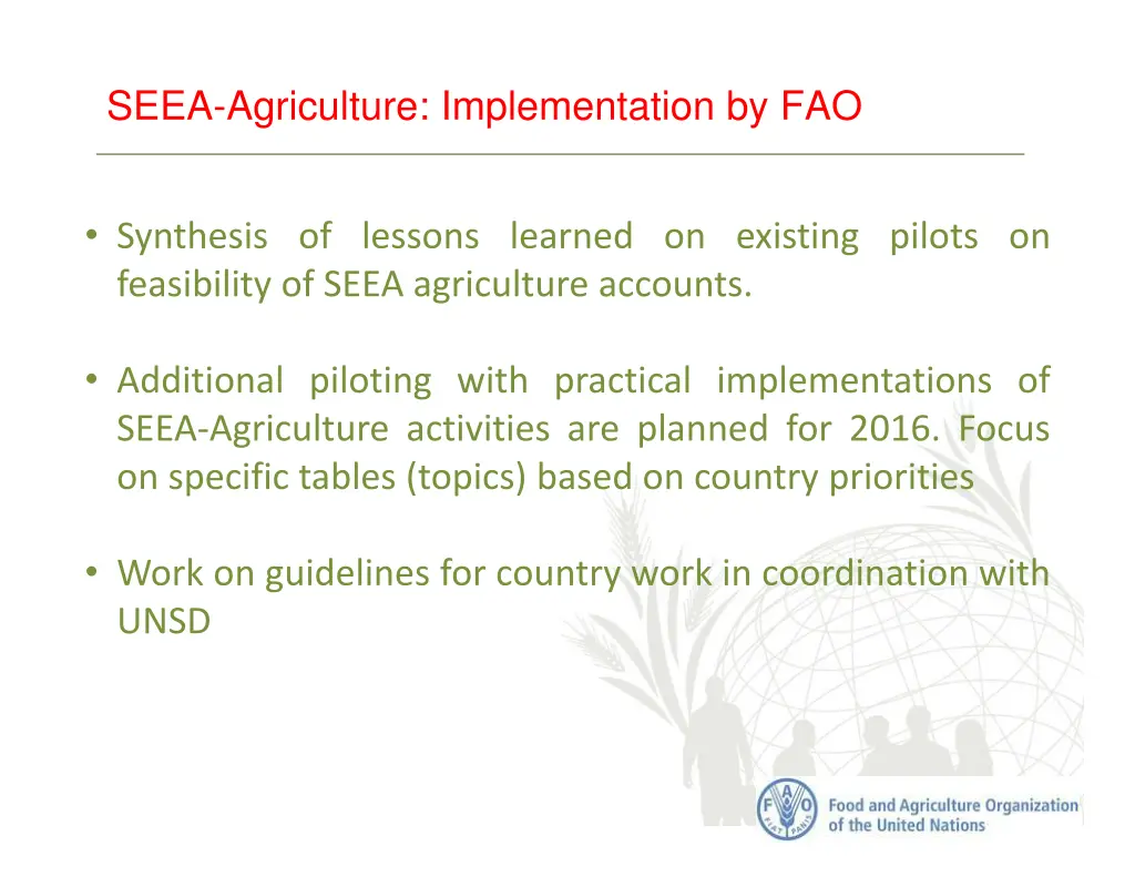 seea agriculture implementation by fao