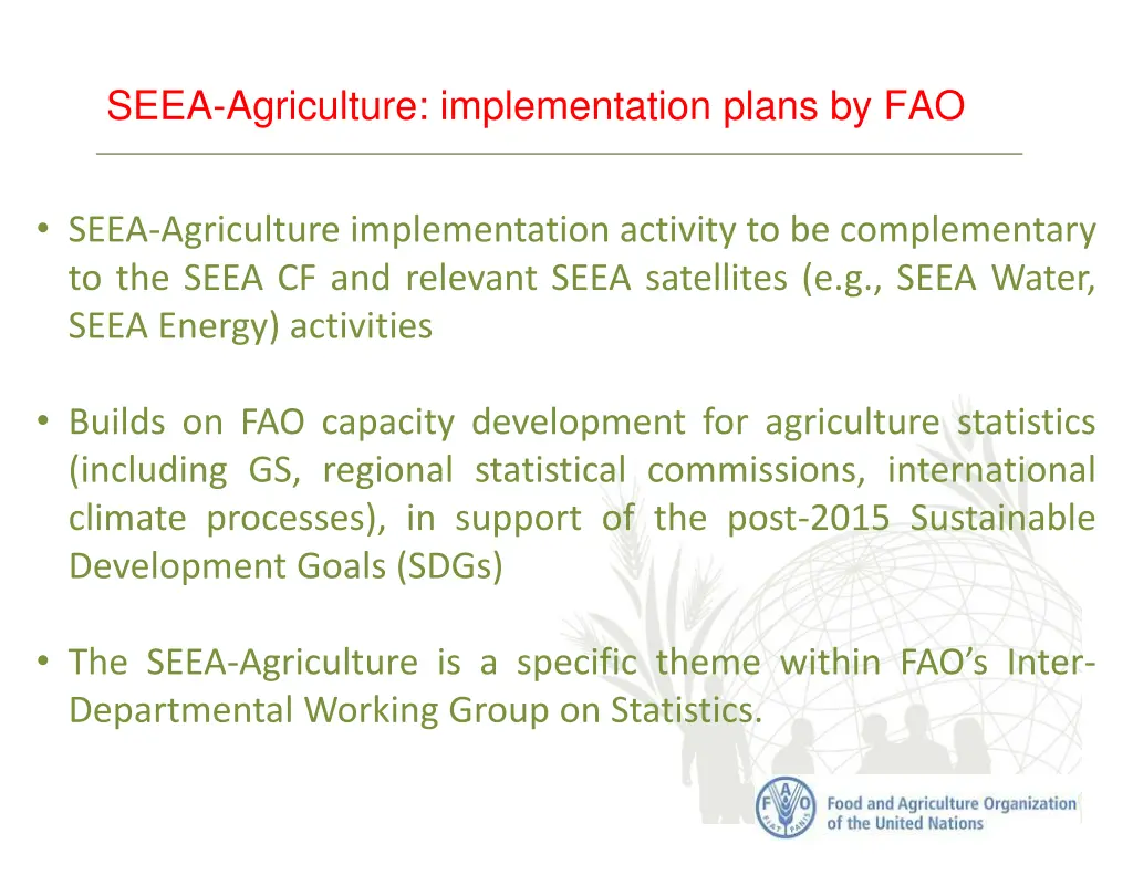 seea agriculture implementation plans by fao