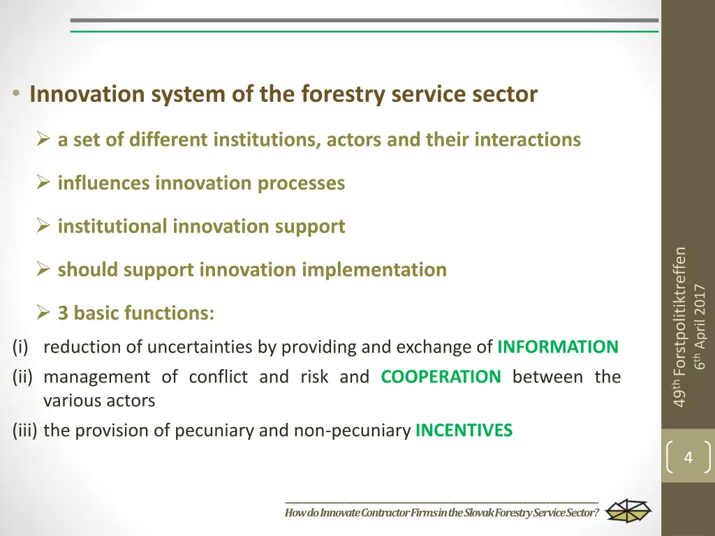 innovation system of the forestry service sector