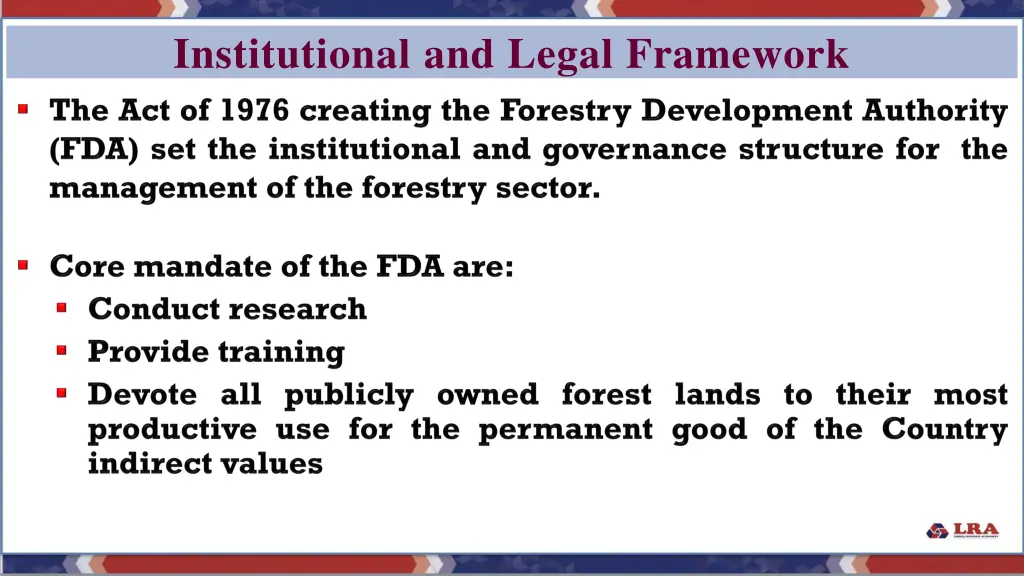 institutional and legal framework