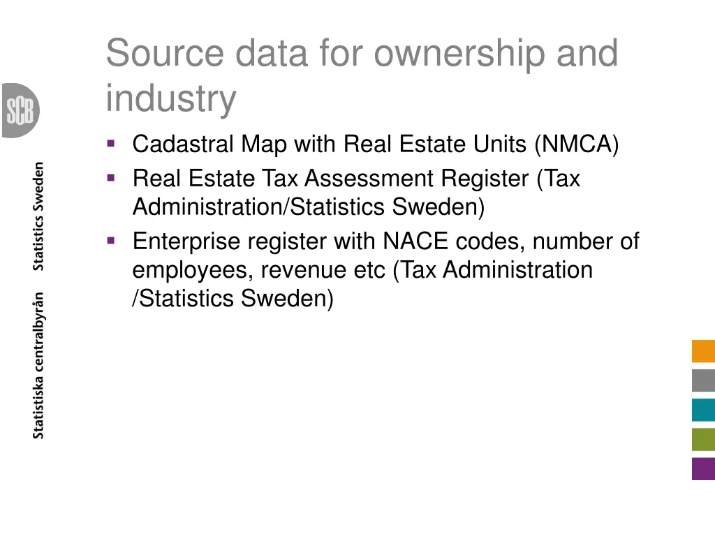 source data for ownership and industry cadastral