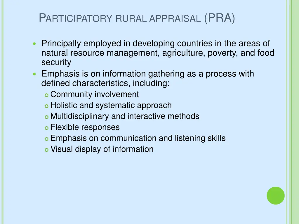 p articipatory rural appraisal pra