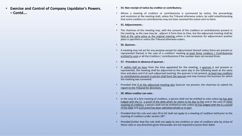 exercise and control of company liquidator 2