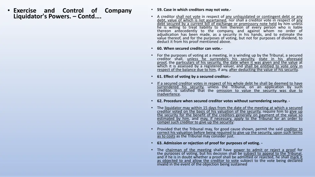 exercise and control of company liquidator 3