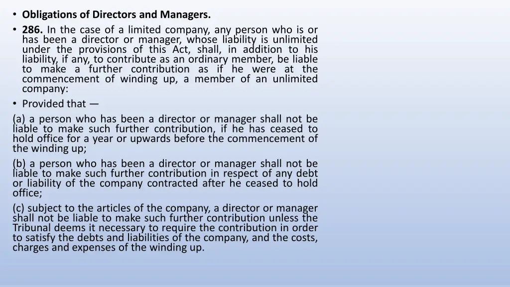 obligations of directors and managers