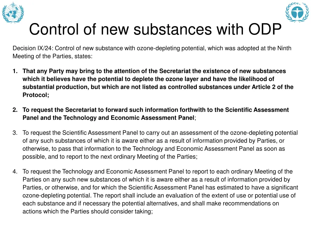 control of new substances with odp