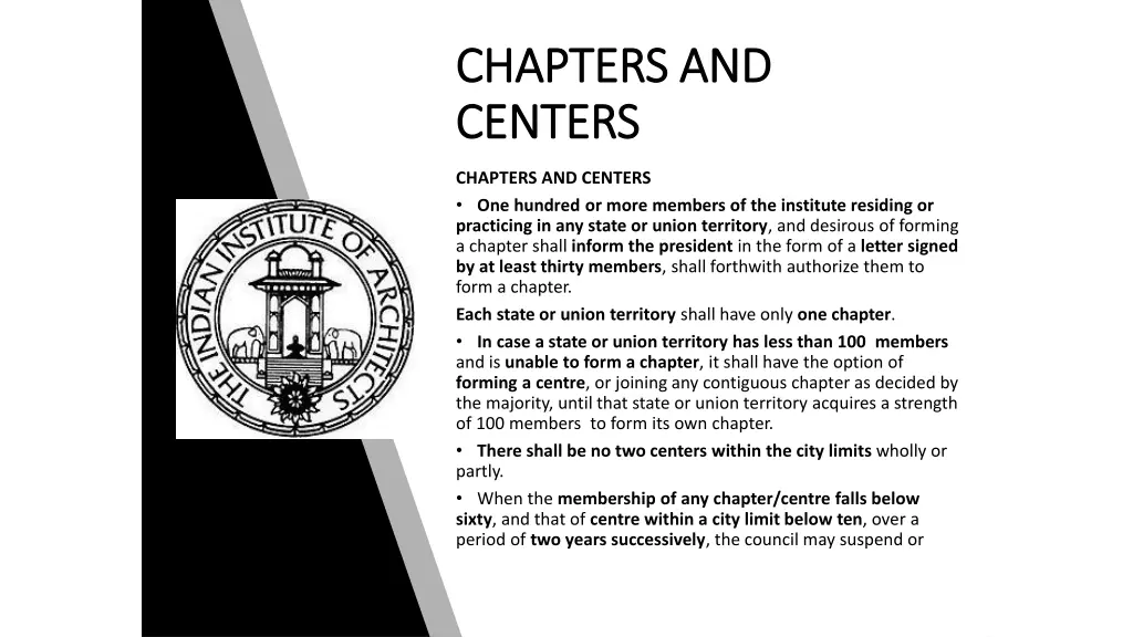 chapters and chapters and centers centers