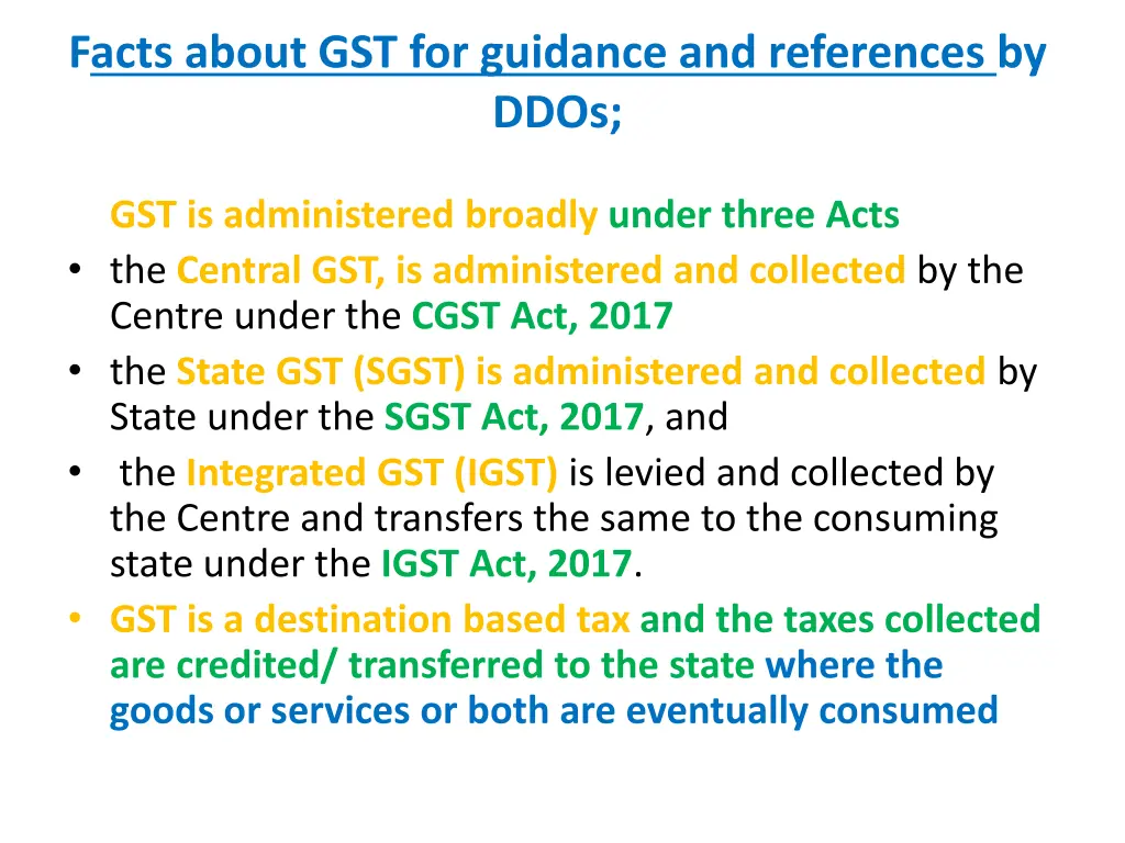 facts about gst for guidance and references