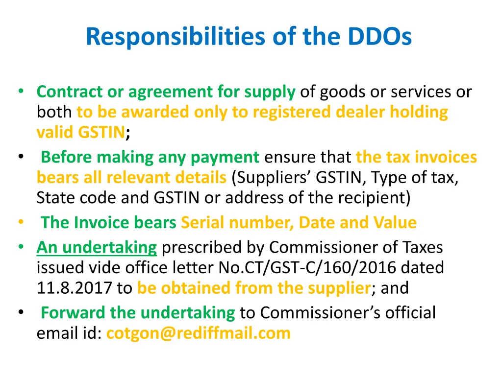 responsibilities of the ddos