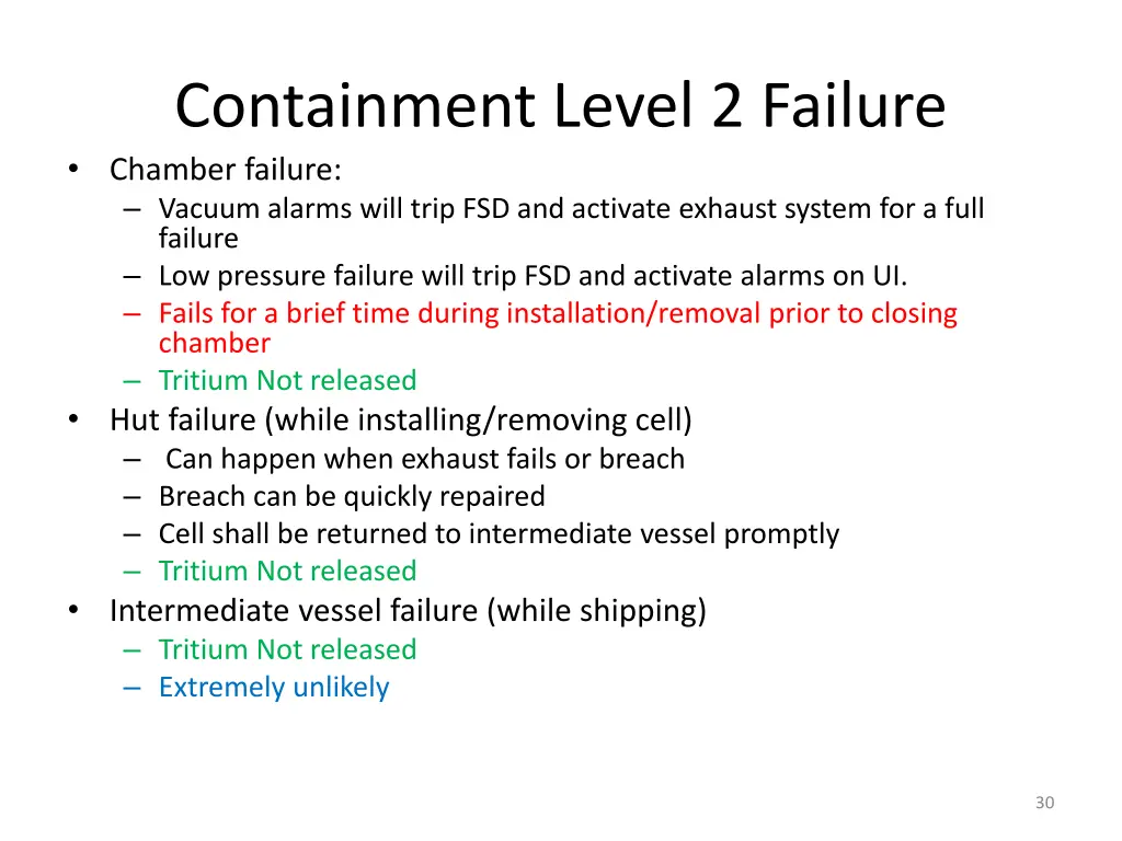 containment level 2 failure chamber failure