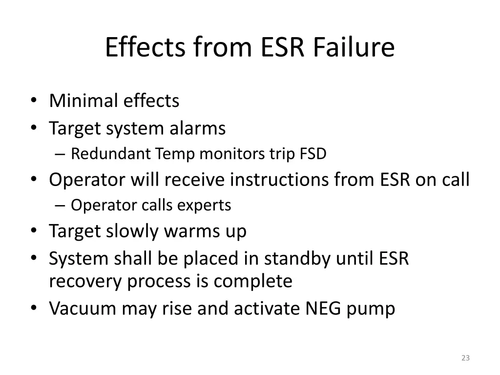 effects from esr failure