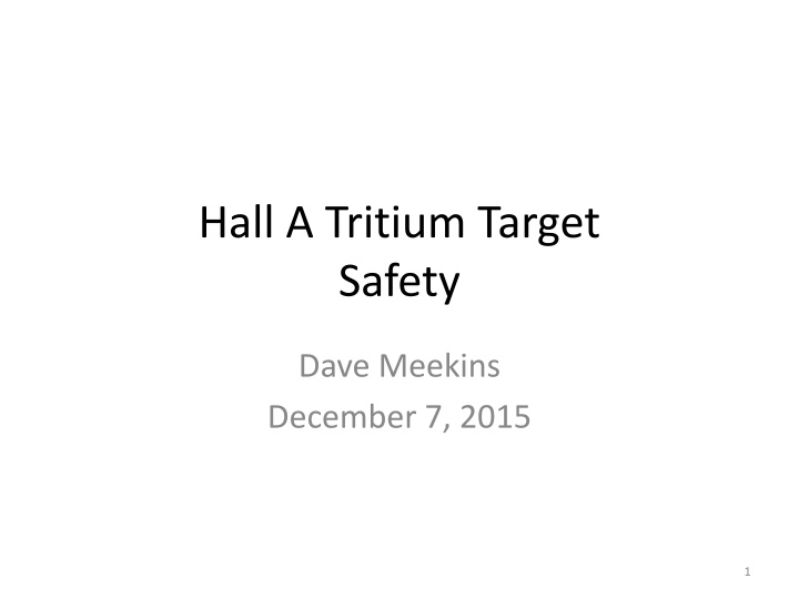 hall a tritium target safety