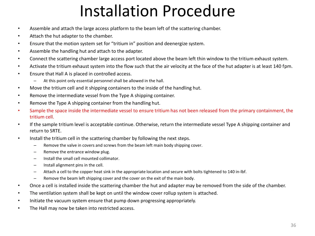 installation procedure